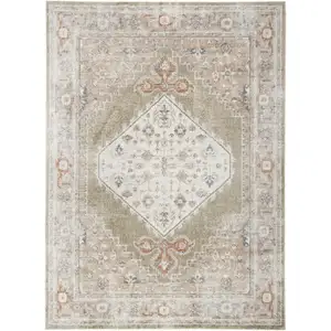 Photo of Sage Oriental Power Loom Distressed Washable Area Rug