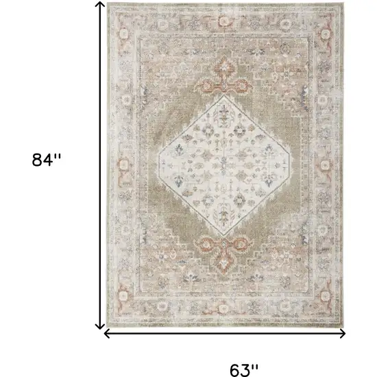 Sage Oriental Power Loom Distressed Washable Area Rug Photo 8