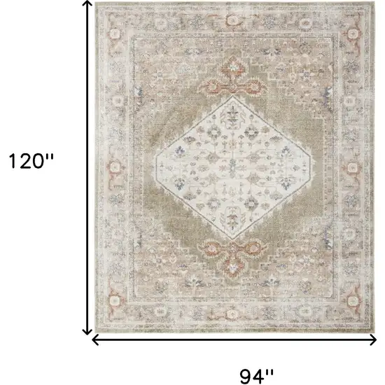 Sage Oriental Power Loom Distressed Washable Area Rug Photo 9