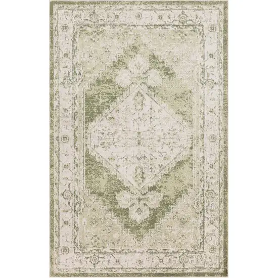 Sage Oriental Power Loom Distressed Washable Area Rug Photo 1