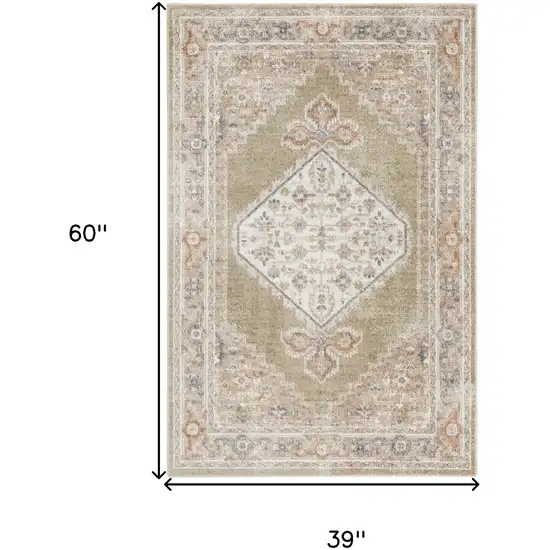 Sage Oriental Power Loom Distressed Washable Area Rug Photo 6