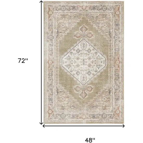 Sage Oriental Power Loom Distressed Washable Area Rug Photo 8