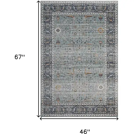 Sage Oriental Power Loom Stain Resistant Area Rug Photo 2