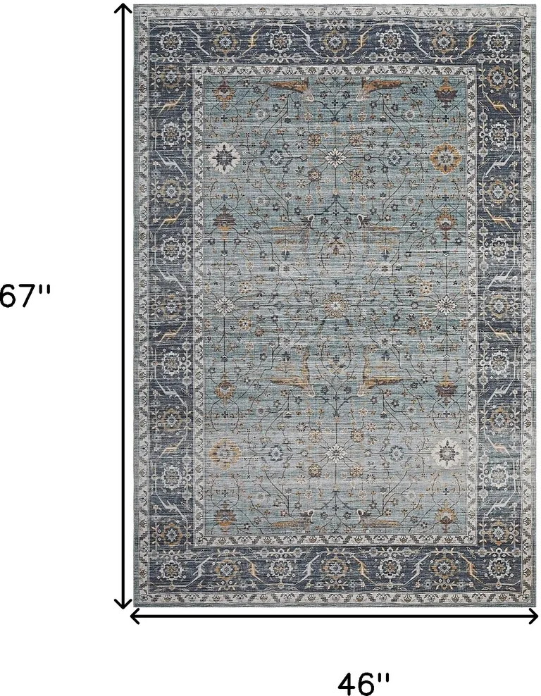 Sage Oriental Power Loom Stain Resistant Area Rug Photo 2