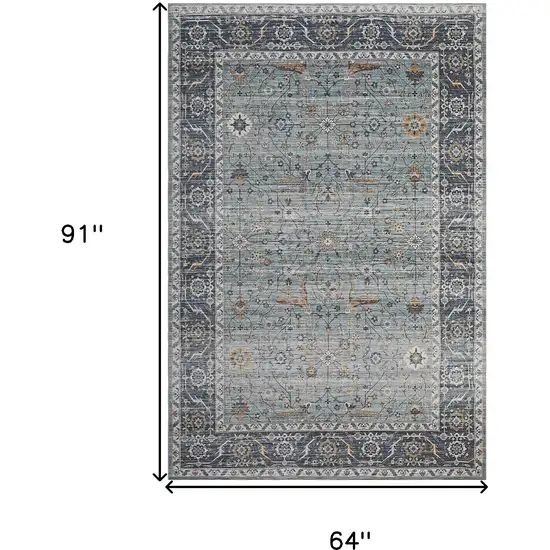 Sage Oriental Power Loom Stain Resistant Area Rug Photo 2