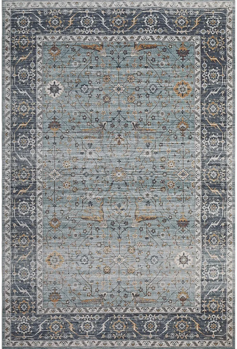 Sage Oriental Power Loom Stain Resistant Area Rug Photo 1