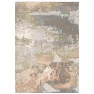 Photo of Sage Pink And Cream Abstract Power Loom Stain Resistant Area Rug