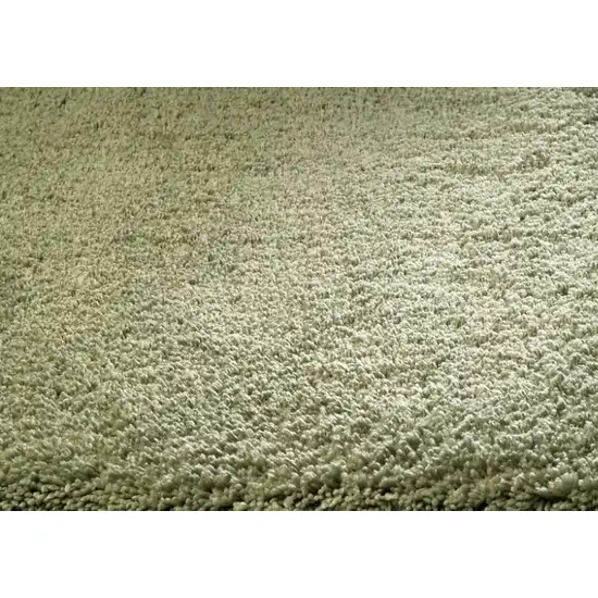 8' Sage Green Shag Hand Woven Runner Rug Photo 4