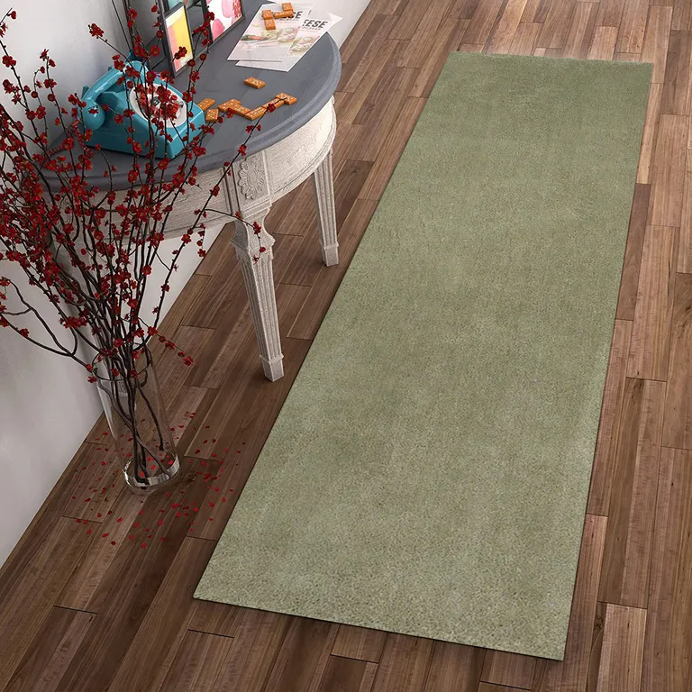 Sage Plain Runner Rug Photo 3