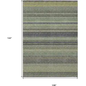 Photo of Sage Striped Washable Non Skid Indoor Outdoor Area Rug