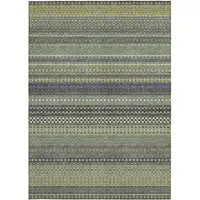 Photo of Sage Striped Washable Non Skid Indoor Outdoor Area Rug