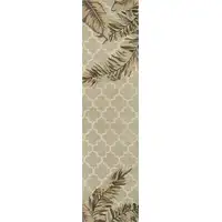 Photo of Sage Tropical Leaves Mosaic Wool Indoor Runner Rug