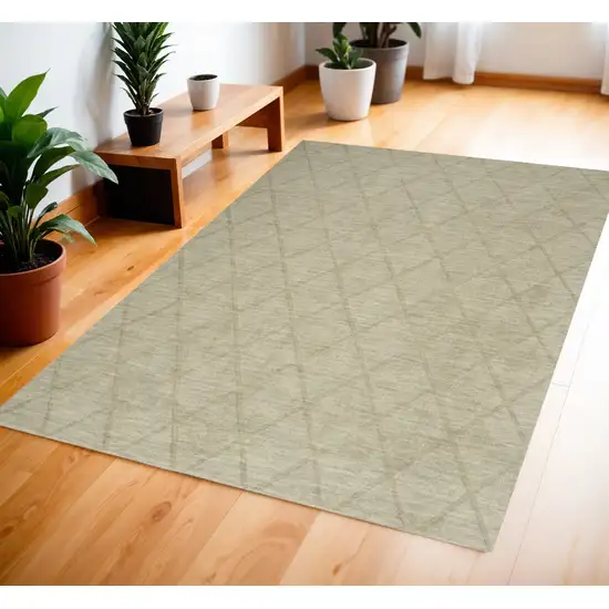 Sage Wool Geometric Area Rug Photo 1