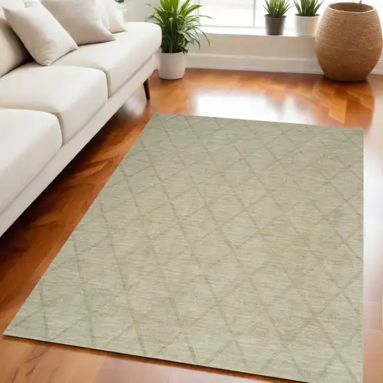 Sage Wool Geometric Area Rug Photo 1