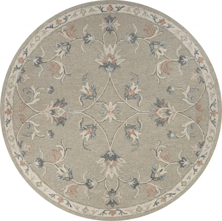 Sage and Cream Filigree Area Rug Photo 1