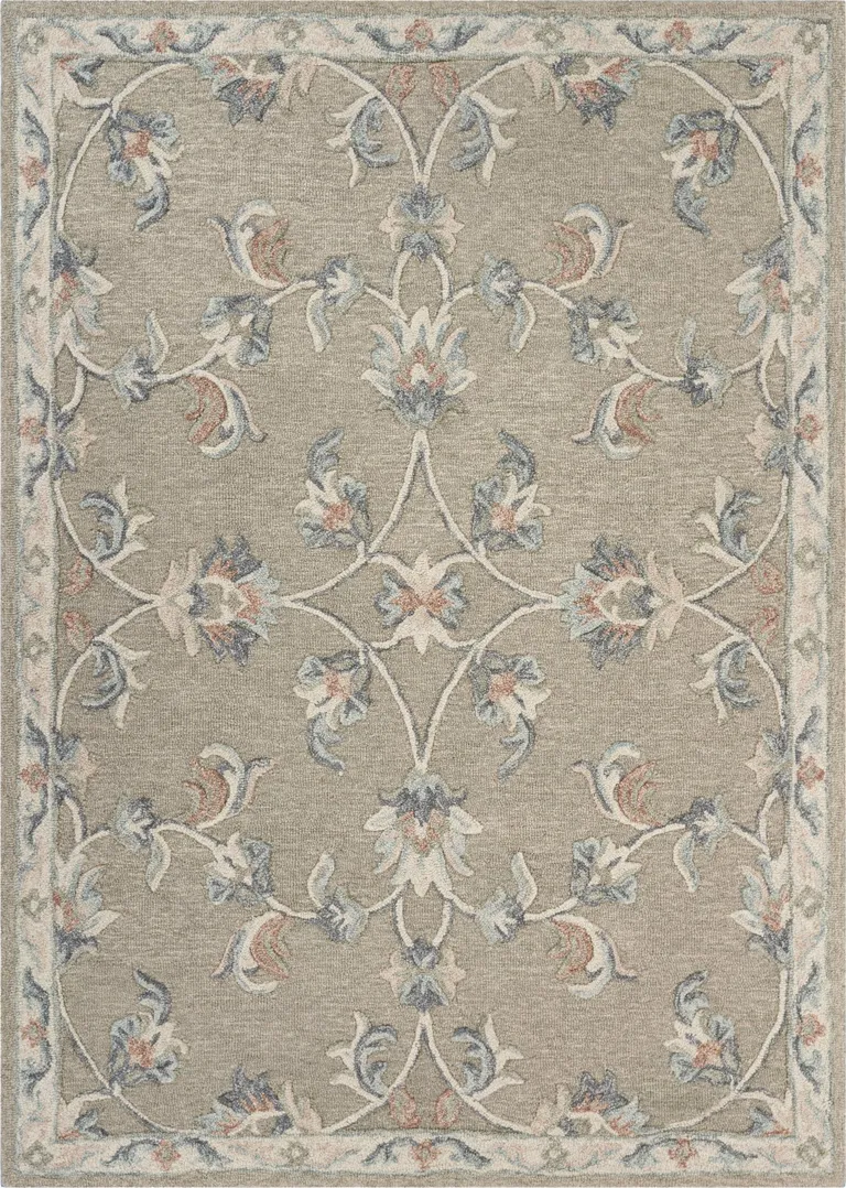 Sage and Cream Filigree Area Rug Photo 1