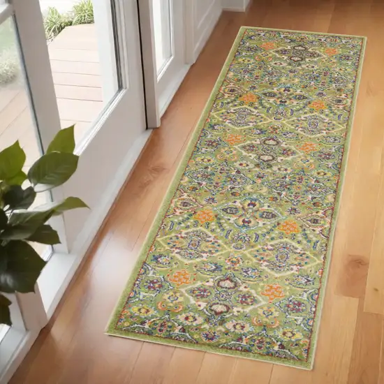 Sage and Ivory Floral Power Loom Area Rug Photo 1