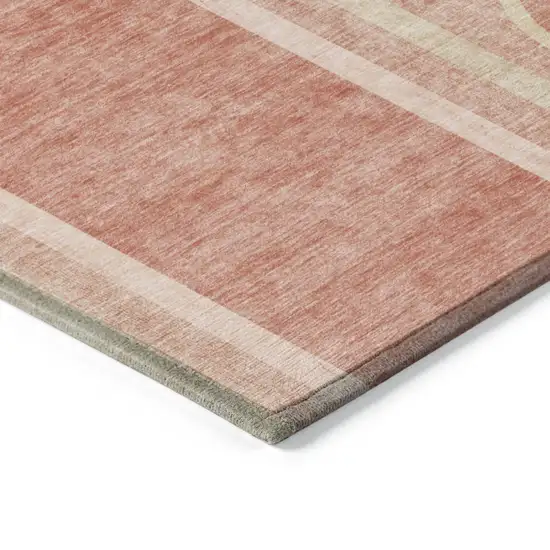 Salmon Abstract Washable Indoor Outdoor Area Rug Photo 5