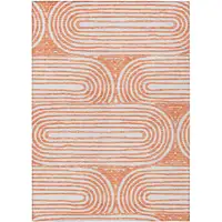 Photo of Salmon Abstract Washable Non Skid Indoor Outdoor Area Rug