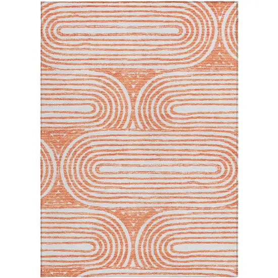 Salmon Abstract Washable Non Skid Indoor Outdoor Area Rug Photo 2