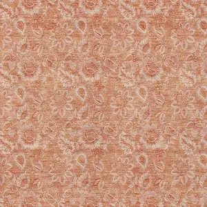 Photo of Salmon And Copper Floral Washable Indoor Outdoor Area Rug