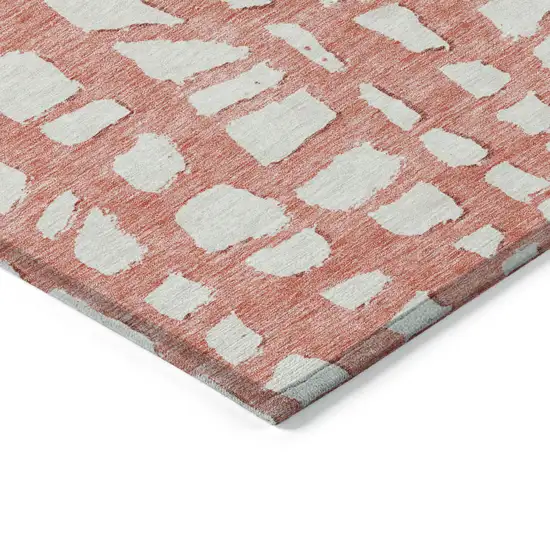 Salmon And Ivory Abstract Washable Indoor Outdoor Area Rug Photo 2