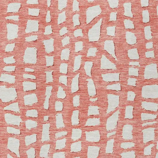 Salmon And Ivory Abstract Washable Indoor Outdoor Area Rug Photo 5