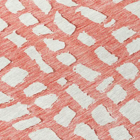 Salmon And Ivory Abstract Washable Indoor Outdoor Area Rug Photo 4