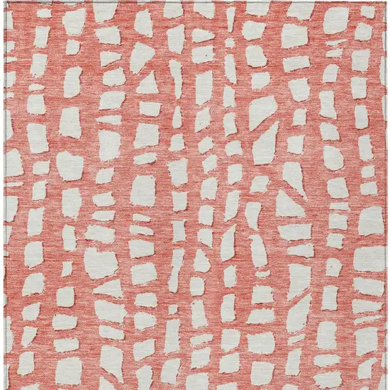 Salmon And Ivory Abstract Washable Indoor Outdoor Area Rug Photo 6