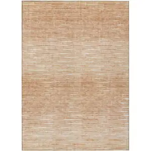 Photo of Salmon And Ivory Abstract Washable Indoor Outdoor Area Rug