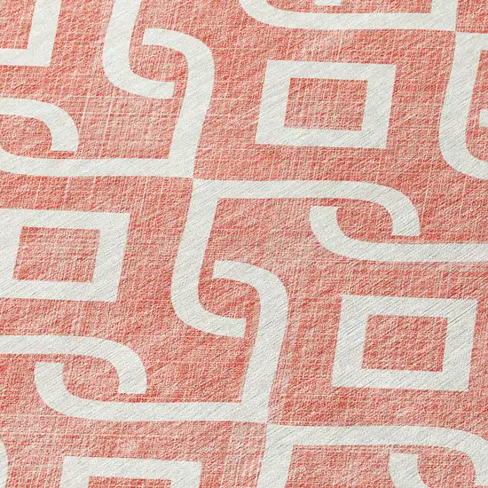 Salmon And Ivory Geometric Washable Indoor Outdoor Area Rug Photo 5