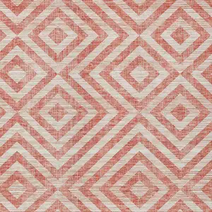 Photo of Salmon And Ivory Geometric Washable Indoor Outdoor Area Rug