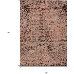 Photo of Salmon Charcoal And Beige Geometric Washable Indoor Outdoor Area Rug