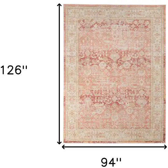 Salmon Floral Power Loom Area Rug Photo 7