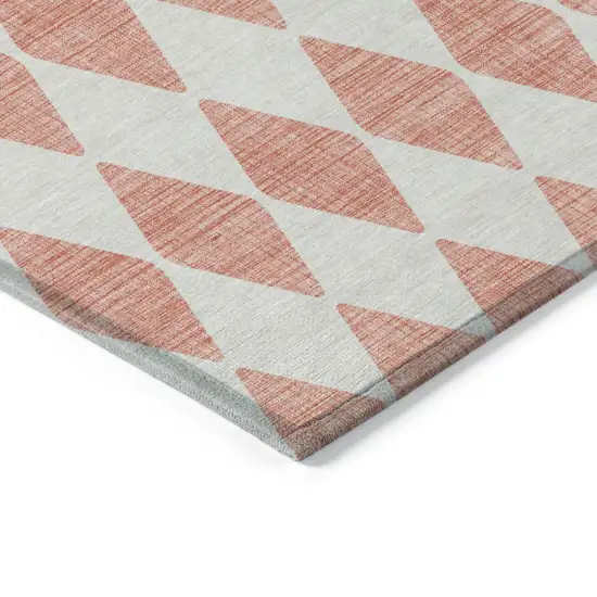 Salmon Geometric Washable Indoor Outdoor Area Rug Photo 4