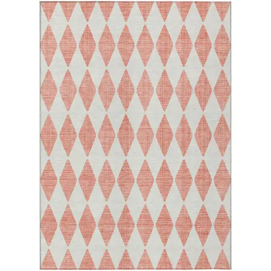 Salmon Geometric Washable Indoor Outdoor Area Rug Photo 2