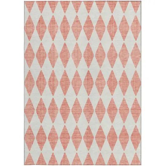 Salmon Geometric Washable Indoor Outdoor Area Rug Photo 6