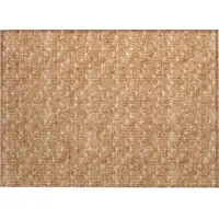 Photo of Salmon Geometric Washable Non Skid Indoor Outdoor Area Rug