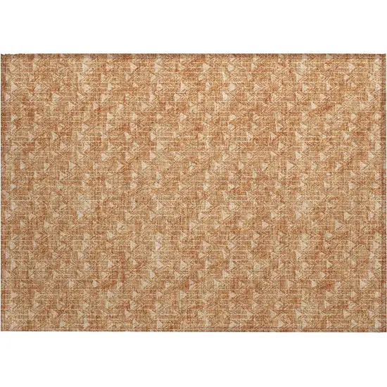 Salmon Geometric Washable Non Skid Indoor Outdoor Area Rug Photo 2