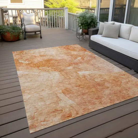 Salmon Peach And Ivory Nautical Washable Indoor Outdoor Area Rug Photo 7