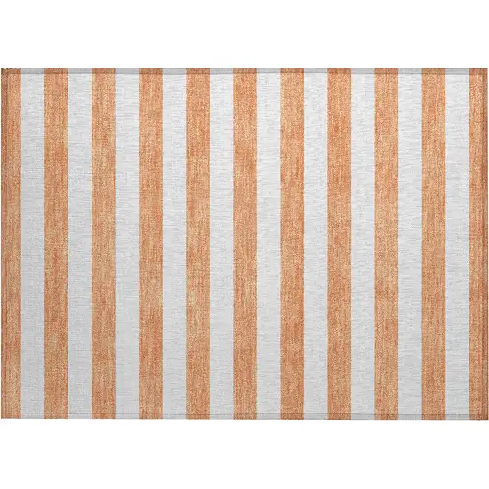 Salmon Striped Washable Non Skid Indoor Outdoor Area Rug Photo 2