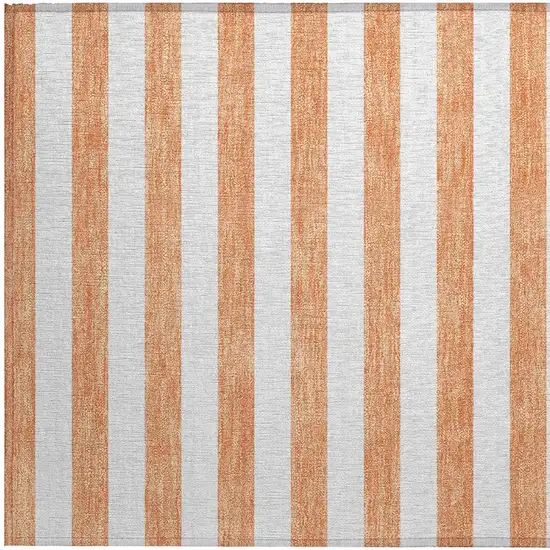 Salmon Striped Washable Non Skid Indoor Outdoor Area Rug Photo 7