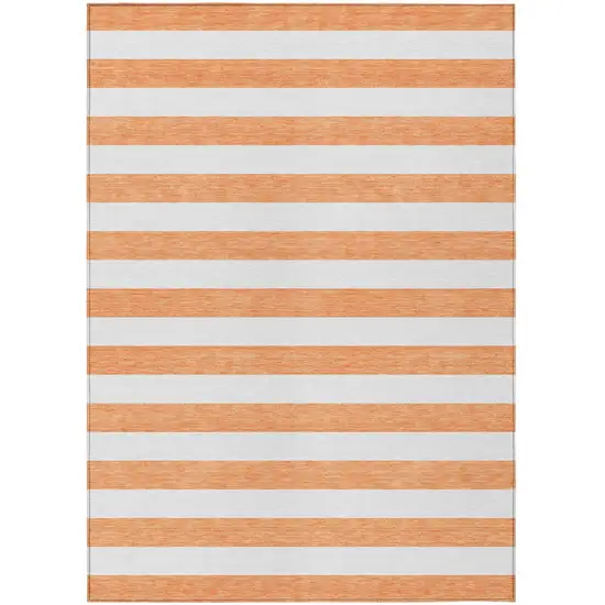 Salmon Striped Washable Non Skid Indoor Outdoor Area Rug Photo 2