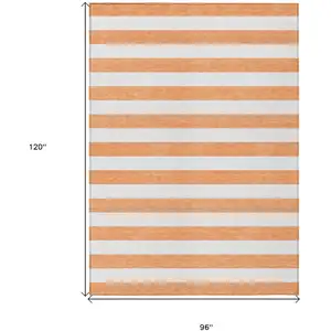 Photo of Salmon Striped Washable Non Skid Indoor Outdoor Area Rug