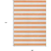 Photo of Salmon Striped Washable Non Skid Indoor Outdoor Area Rug