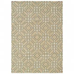 Photo of Sand And Ivory Geometric Power Loom Stain Resistant Area Rug