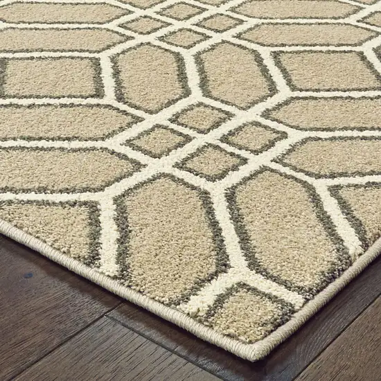 Sand And Ivory Geometric Power Loom Stain Resistant Area Rug Photo 4