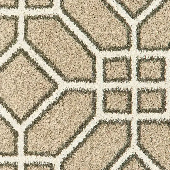 Sand And Ivory Geometric Power Loom Stain Resistant Area Rug Photo 3