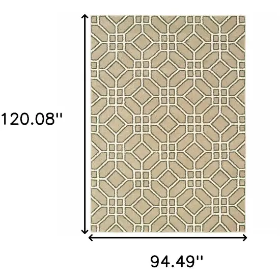 Sand And Ivory Geometric Power Loom Stain Resistant Area Rug Photo 7