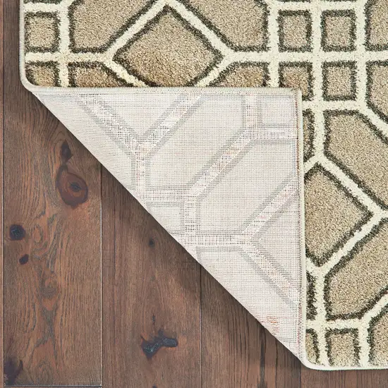 Sand And Ivory Geometric Power Loom Stain Resistant Area Rug Photo 6